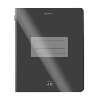 Тетрадь пластиковая обложка (прозрачная) А5 48 листов, скоба, клетка, BRAUBERG "Smart Cover", ЧЕРНАЯ