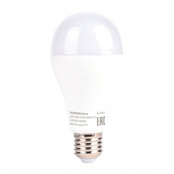 Лампа светодиодная SONNEN EXTRA, 25 (200) Вт, Е27, груша, нейтральный белый, 30000 ч, LED A65-25W-4000-Е27