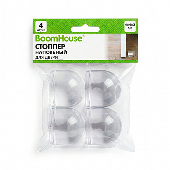 Стоппер напольный прозрачный, ограничитель для двери КОМПЛЕКТ 3+1 шт., BoomHouse