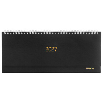 Планинг датированный 2027 300х130мм, STAFF, гребень, обложка бумвинил, 64 листа, черный