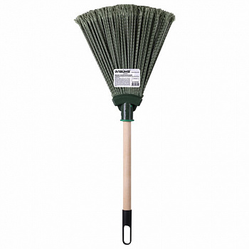 Веник синтетический веерный 29х26 см, деревянный черенок 40 см, еврорезьба, LAIMA EXPERT