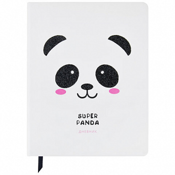 Дневник 1-11 класс 48 л., кожзам (твердая), печать, глиттер, ЮНЛАНДИЯ, "Панда"