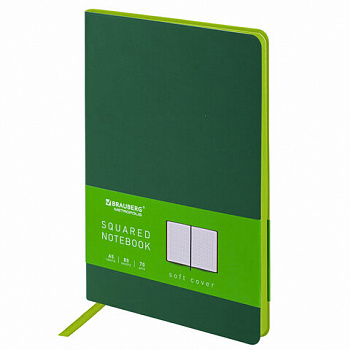 Блокнот А5 (148x218 мм), BRAUBERG "Metropolis Mix", под кожу, 80 л., клетка, темно-зеленый