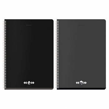 Тетрадь А4, 96 л., BRAUBERG, гребень, клетка, матовая ламинация, "Минимал" (микс в спайке)