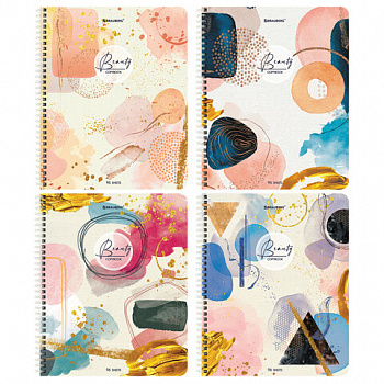 Тетрадь А5 96 л. BRAUBERG, гребень, клетка, обложка картон, "Insight" (микс в спайке)