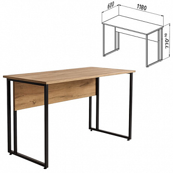 Стол BRABIX "SMART CD-019", 1180х600х770 мм, ЛОФТ, металл/ЛДСП бунратти, каркас черный