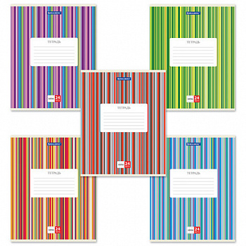 Тетрадь 24 л. BRAUBERG, клетка, обложка картон, ПОЛОСКИ