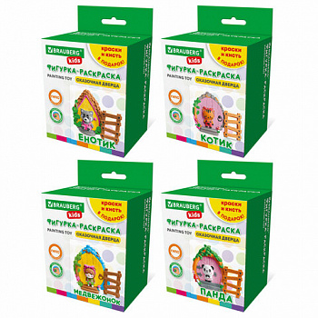 ПАННО ИЗ ГИПСА "СКАЗОЧНАЯ ДВЕРЦА", с красками и кистью для росписи, ассорти, BRAUBERG KIDS