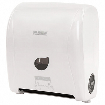 Диспенсер для полотенец в рулонах LAIMA PROFESSIONAL ECO (Система H1), механический, белый, ABS-пластик