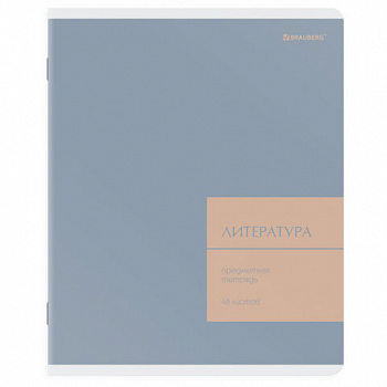 Тетрадь предметная MonoPastel 48л, пластиковая обложка, ЛИТЕРАТУРА, линия, подсказ, BRAUBERG