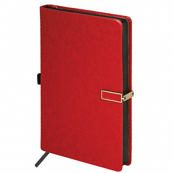 Скетчбук, слоновая кость 140 г/м2 130х210 мм, 80 л., КОЖЗАМ, застежка металл, BRAUBERG ART CLASSIC, "Inspiration", под кожу, красный