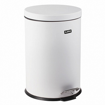 Ведро мусорное с педалью 12 литров "Classic", БЕЛОЕ ГЛЯНЦЕВОЕ, металлическое, со съемным внутренним ведром, LAIMA