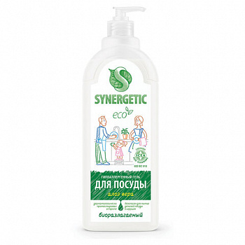 Гель для мытья посуды биоразлагаемый 1 л, SYNERGETIC "Алоэ", флип-топ