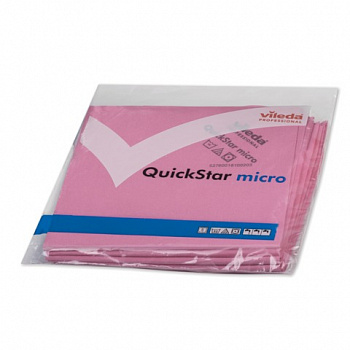 Салфетка микроволоконная VILEDA "МикронКвик", КОМПЛЕКТ 5 шт., микроволокно, красные, 38х40 см