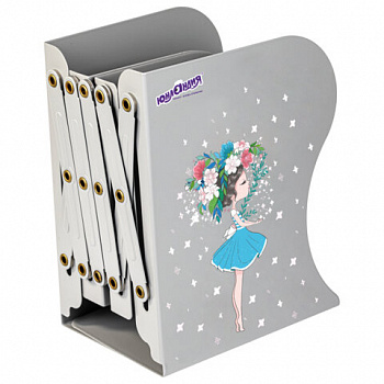 Подставка-держатель для книг и учебников ЮНЛАНДИЯ "Flower girl", раздвижная, металлическая