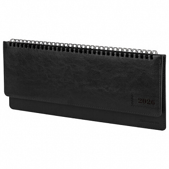 Планинг датированный 2026 305х140 мм BRAUBERG "Imperial", под кожу, черный