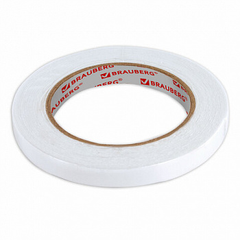 Клейкая двухсторонняя лента 12 мм х 5 м, НА ВСПЕНЕННОЙ ОСНОВЕ, 1 мм, прочная, BRAUBERG