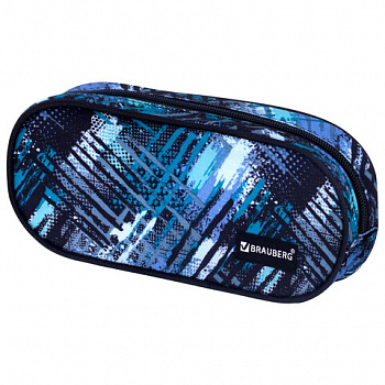 Пенал-косметичка BRAUBERG овальный, полиэстер, "Lines", 22х9х5 см
