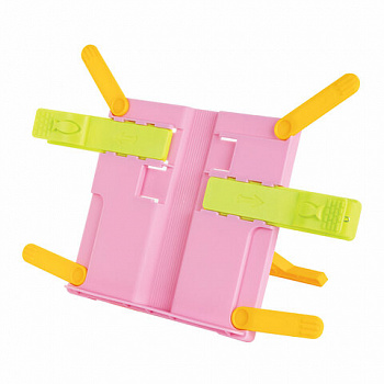 Подставка для книг ЮНЛАНДИЯ, с боковыми зажимами, регулируемый наклон, пластик, розовая