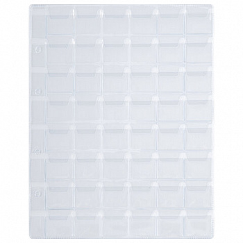 Листы-вкладыши для альбома "OPTIMA" на 48 монет d до 25 мм, КОМПЛЕКТ 10 шт., 200х250 мм, ПВХ, STAFF