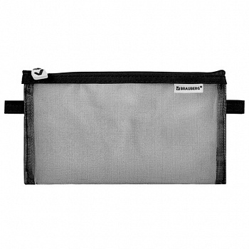 Пенал-конверт BRAUBERG, сетка, 22x10 см, черный