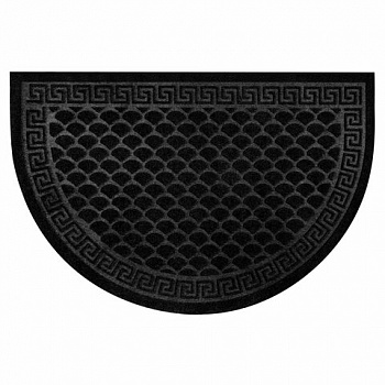 Коврик придверный 60х90 см, ЧЕРНЫЙ, грязезащитный, 430 г/м2, ПОЛУКРУГ, фактурный рисунок ЧЕШУЙКИ, ЛЮБАША