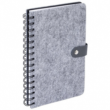 Ежедневник недатированный, А5, 135х210 мм, BRAUBERG "Felt", на гребне, войлок, застежка на кнопке, 160 л., серый