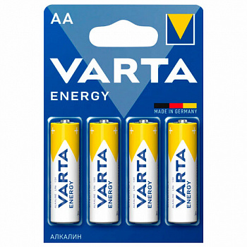 Батарейки алкалиновые "пальчиковые" КОМПЛЕКТ 4 шт., VARTA ENERGY, АА (LR6, 24А), блистер