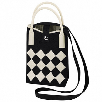 Сумочка-органайзер повседневная HEIKKI KNIT (ХЕЙКИ) кросс боди, вязаная, 17х12х5 см, "Black&White"