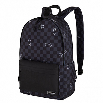 Рюкзак HEIKKI POSITIVE (ХЕЙКИ) универсальный, карман-антивор, "Gray Chess", 42х28х14 см