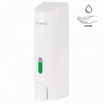 Дозатор для жидкого мыла LAIMA, НАЛИВНОЙ, 0,38 л, белый, ABS-пластик