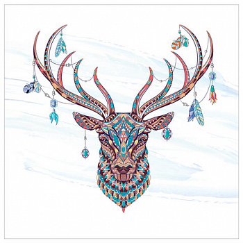 Картина стразами (алмазная мозаика) сияющая 30х30 см, ОСТРОВ СОКРОВИЩ "Этнический олень", без подрамника