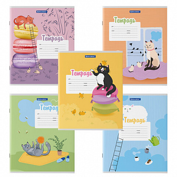 Тетрадь 12 л. BRAUBERG, линия, обложка картон, "ОЗОРНЫЕ КОТЫ"