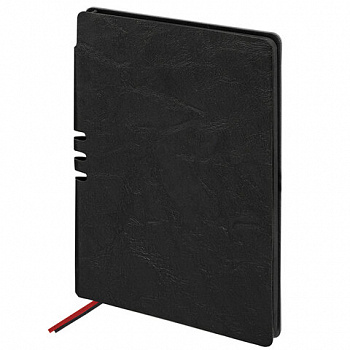 Блокнот А5 (140х200 мм), BRAUBERG "NEBRASKA", под кожу, 80 л., линия, черный