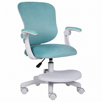 Кресло детское с подставкой для ног BRABIX "Sky MG-206", велюр, голубое