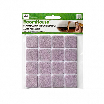 Накладки-протекторы для мебели ФЕТР самоклеящиеся, 25х25мм, бежевые, КОМПЛЕКТ 32 шт, BoomHouse