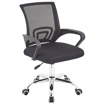 Кресло CROMEX Hit CH-695, ХРОМ, с подлокотниками, сетка, черное, ткань TW