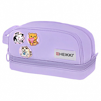 Пенал-органайзер HEIKKI (ХЕЙКИ) с ручкой, значки, 2 отделения, откидная планка, 22x13х10 см, фиолетовый