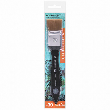 Кисть художественная профессиональная, синтетика, флейц, № 30, BRAUBERG ART CLASSIC
