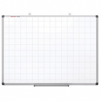 Доска магнитно-маркерная В КЛЕТКУ, 60х90 см, алюминиевая рамка, BRAUBERG "Extra"