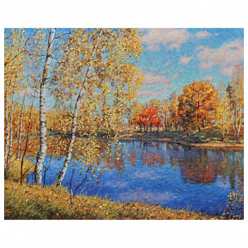Картина по номерам 40х50 см, ОСТРОВ СОКРОВИЩ "Осень в Подмосковье", на подрамнике, акрил, кисти