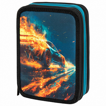 Пенал BRAUBERG, 3 отделения, полиэстер, 21х14 см, "Speed increase"