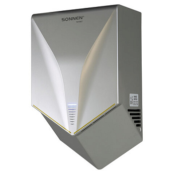 Сушилка для рук ВЫСОКОСКОРОСТНАЯ SONNEN HSD-A1011, 1000 Вт, 90м/с, IPX4, пластик, серебристая