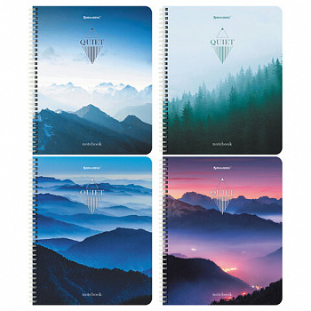 Тетрадь А5 96 л. BRAUBERG, гребень, клетка, обложка картон, "Безмятежность" (микс в спайке)