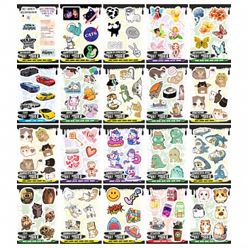 Наклейки виниловые, 5-7 шт. на листе, 1 лист, А6, "ДЕТСКИЕ ДИЗАЙНЫ", АССОРТИ, NALEPKING