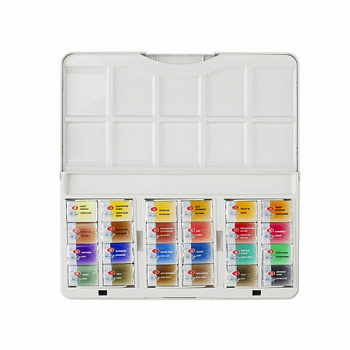 Краски акварельные художественные "Санкт-Петербург", 24 цвета, кювета 2,5 мл, пластиковая коробка, Невская Палитра