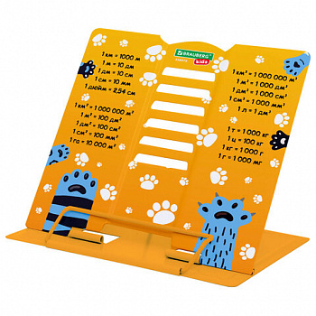Подставка для книг и учебников BRAUBERG KIDS mini "Лапки" с единицами измерения, регулируемый угол наклона, металлическая