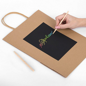 Пакет подарочный (1 штука) 26x13x32 см, скретч-слой + стилус, "Kraft Mix", ассорти, ЗОЛОТАЯ СКАЗКА