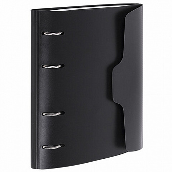 Тетрадь на кольцах А5 175х220 мм, 120 л., пластик, на липучке, с разделителями, BRAUBERG, Черный