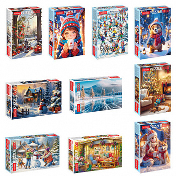 Пазл картонный 1000 элементов АССОРТИ, 10 дизайнов, 480х680 мм, HATBER